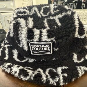 Versace Jeans Couture Black and White Fuzzy Hat